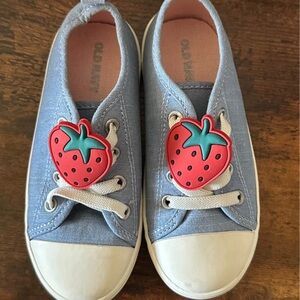 Old Navy Kids Light Blue Sneakers with Strawberry Accent